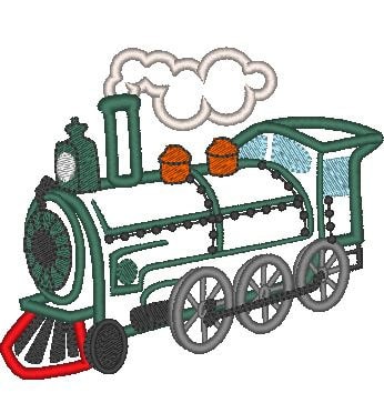 Real steam train locomotive vehicle applique machine embroidery designs