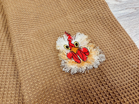 Chicken Fringed Fluffy Chenille Farm Bird Chicken Head Face Machine Embroidery Designs Awesome Fringe Fur Chicken Kitchen Towel Design