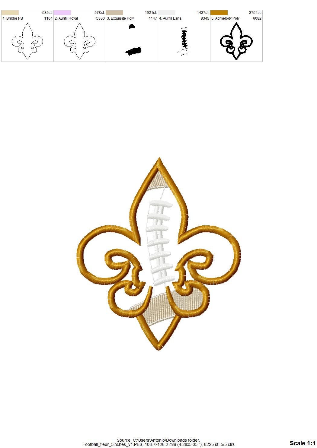 Football Fleur De Lis Applique – Fleur De Lis embroidery design by Artapli