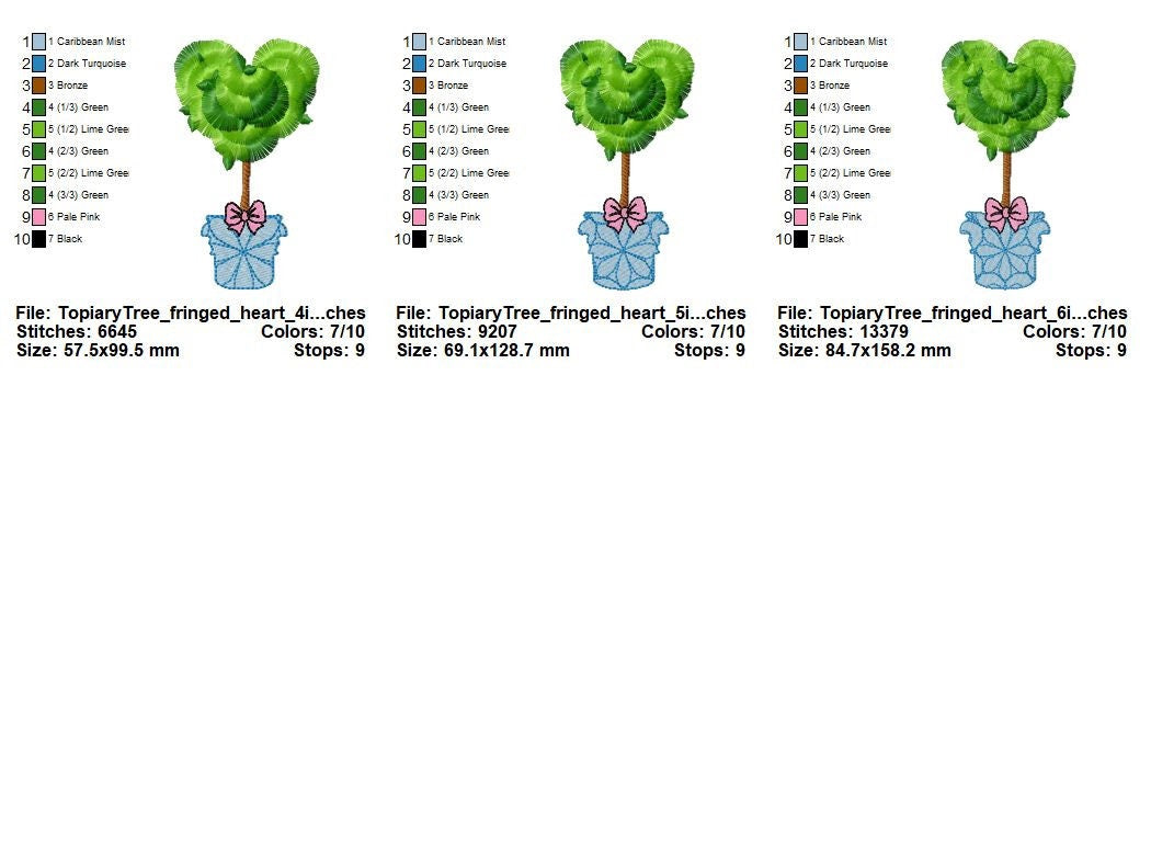 Fringed Fluffy Heart Shape Topiary Tree With Bow Fringe ITH in the Hoop Fluffy Fringed Plant in Pot Machine Embroidery Designs Hoop 4x4 5x7 - Etsy