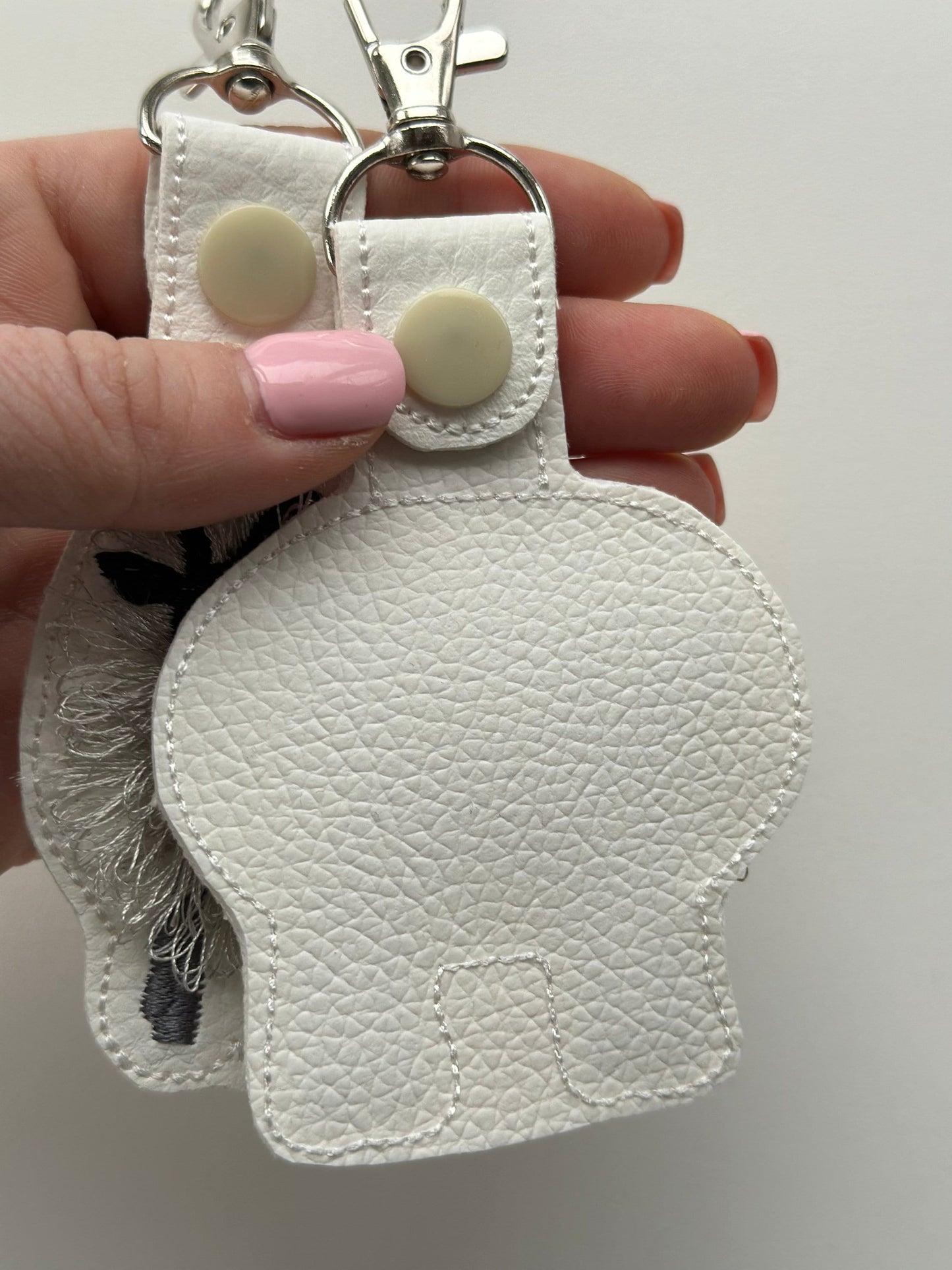 Fringed Goat key fob snap tab SET of 2 Fluffy Goat keychain in the hoop machine embroidery designs ITH project Farm animal fluffy fuzzy