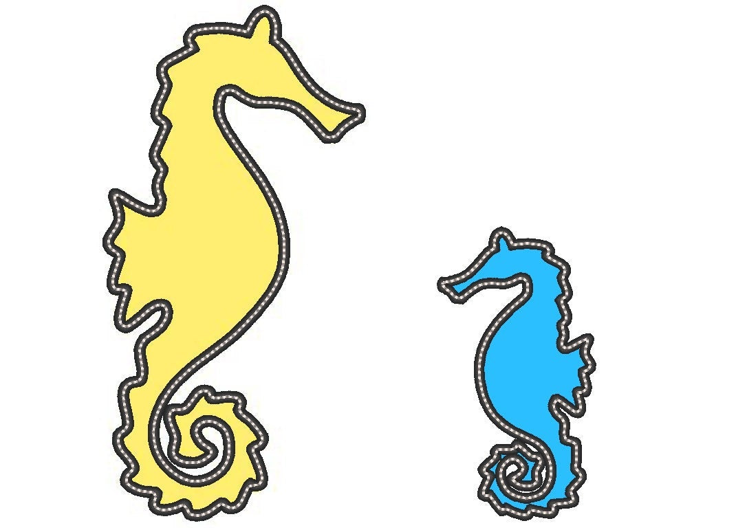 Seahorse Outline Machine Embroidery 2" 2.5" 3.5" 4" 5" 6" | PES DST JEF | Artapli
