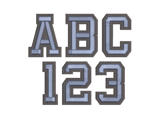 Puff and fill stitch 2 colors duo tone Embroidery Font machine embroidery designs Puffy Foam alphabet monogram Block Font small double