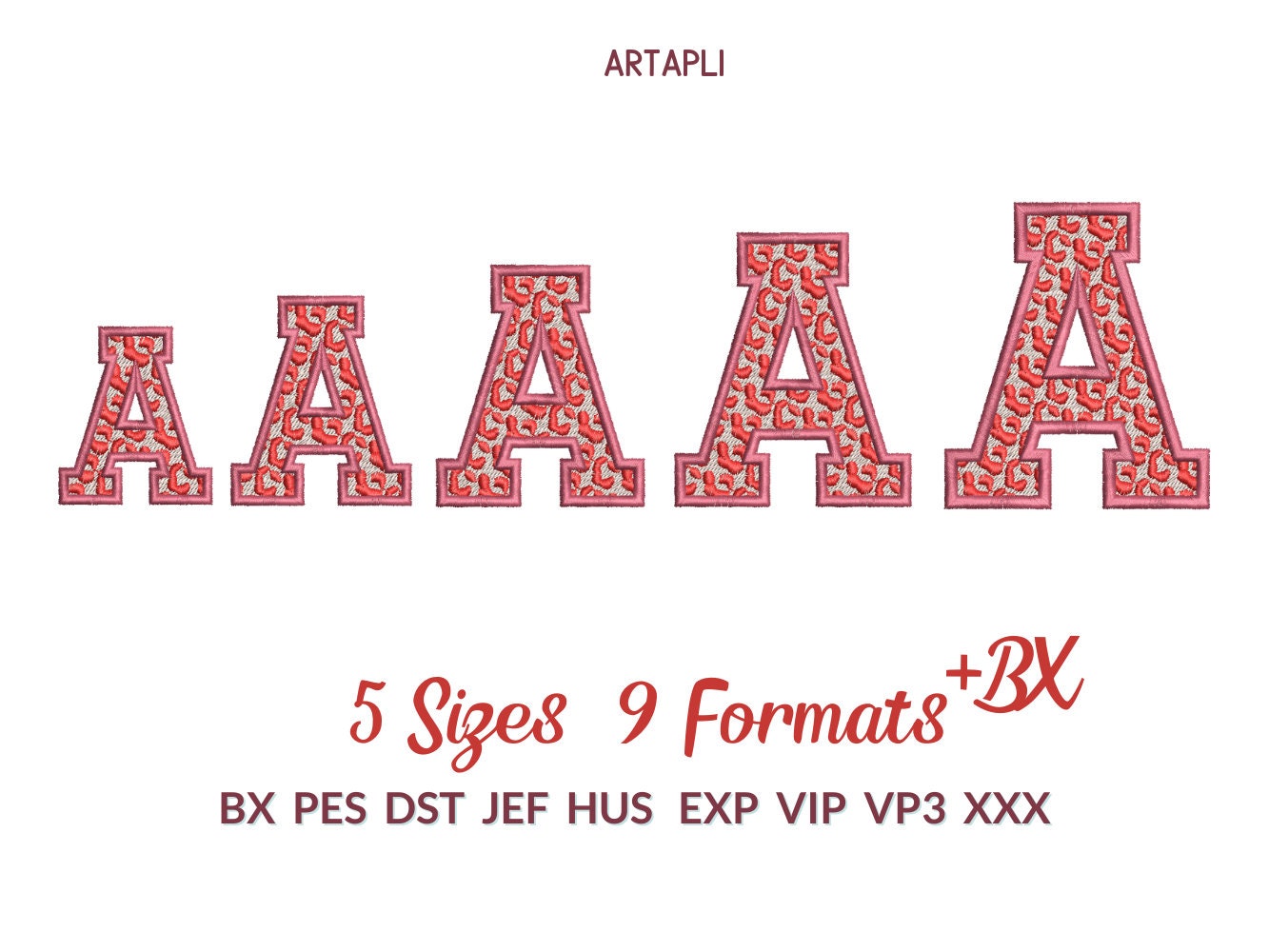 Leopard Spots fill stitch and outline Varsity block FONT wild cat cheetah print pattern monogram machine embroidery designs alphabet BX incl