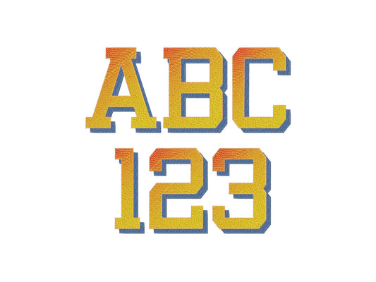 Big Gradient Sport Shadow FONT iridescent 2 Color fill stitch alphabet Machine Embroidery Designs