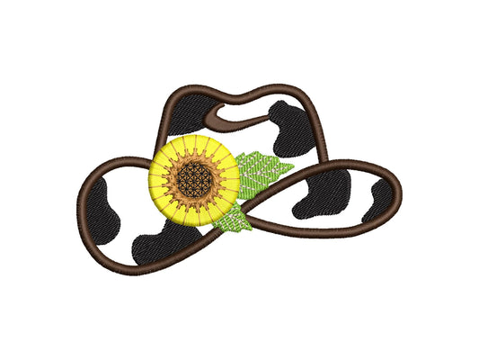 Pretty Cowgirl Cowboy Hat Applique Design Fringed Fluffy Sunflower Machine Embroidery Designs Multiple Sizes 4 to 6 Inch Farm Kids Outfit - Etsy
