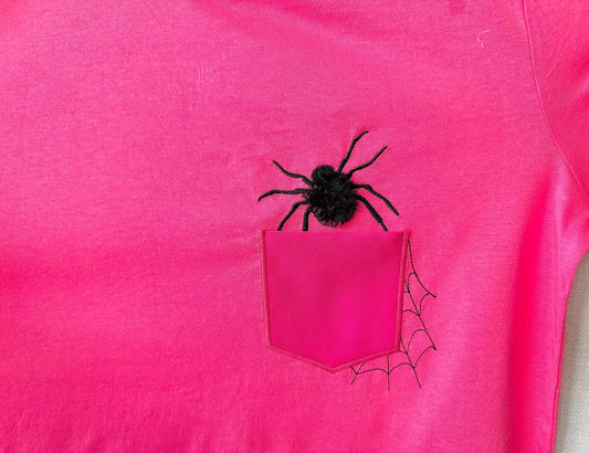 Halloween Fringed Fluffy Spider Pocket Spooky Kids Outfit Pocket Machine Embroidery Designs in the Hoop ITH Project Awesome Genuine Pocket - Etsy