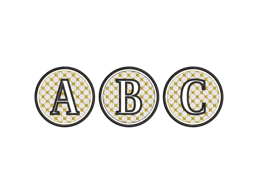Embossed Classy Circle Monogram terry towel Font alphabet letters A-Z numbers 0-9 machine embroidery designs for hoop 4x4 5x5 6x6 gift idea