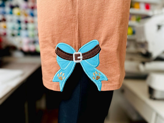 Puppy Dog Collar side Bow Applique machine embroidery designs pet paw pawprint ribbon t-shirt sweatshirt split seam side bow multiple sizes