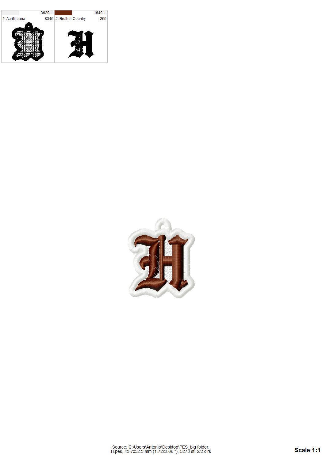 Old English Font FSL free standing lace Hanging Monogram letters numbers machine embroidery designs charm pendant earrings alphabet BX - image 6