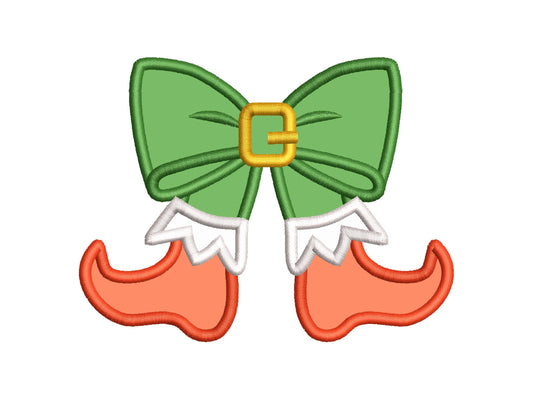 Christmas Elf Bow side bow split seam Santa Helper Elf boots machine embroidery designs sweatshirt t-shirt festive outfit kids design