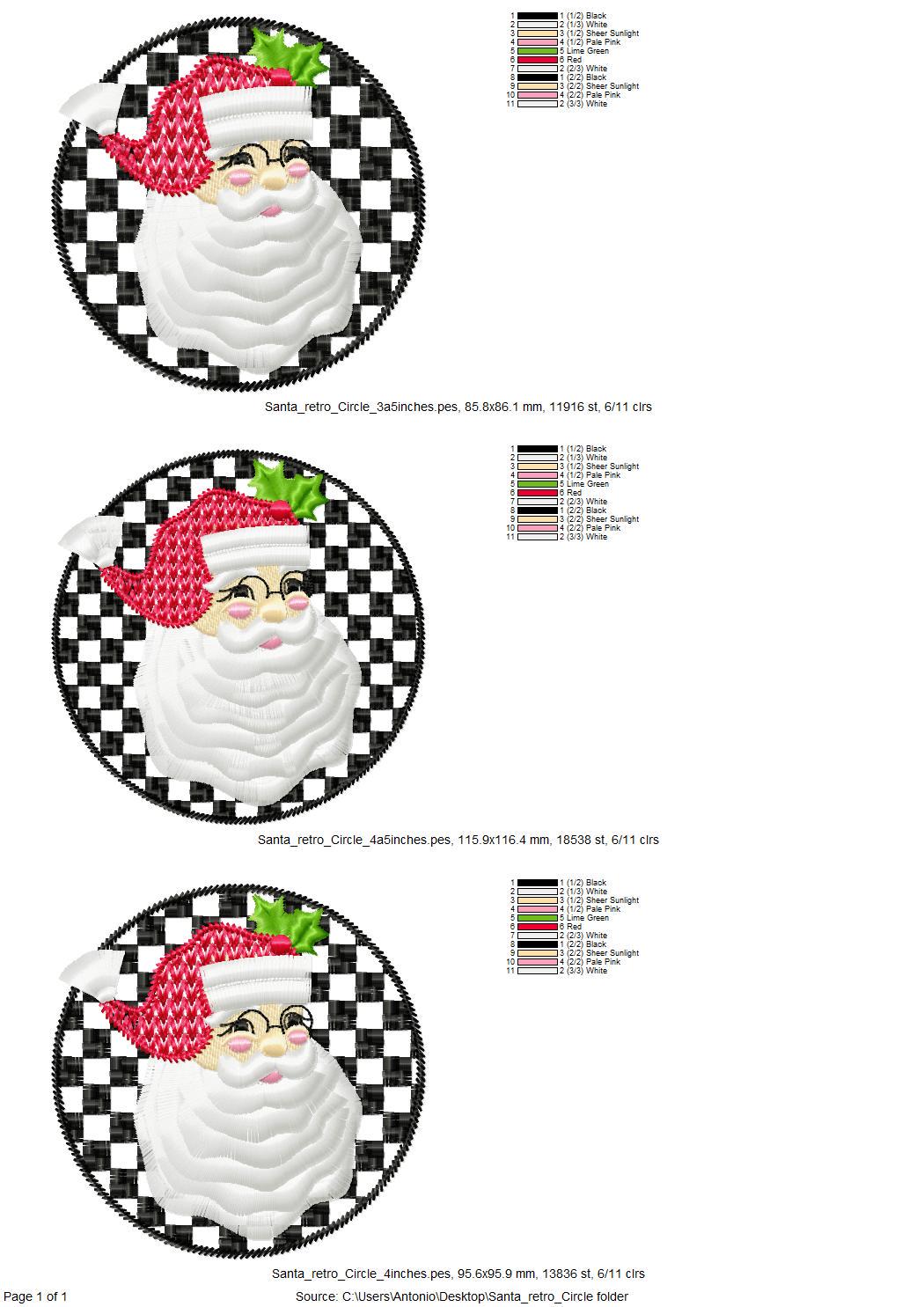 Retro Style Santa Claus Portrait Circle Design Fringed Fluffy Beard Machine Embroidery Designs for Hoop 4x4 5x5 Merry Christmas Sweet Home - Etsy