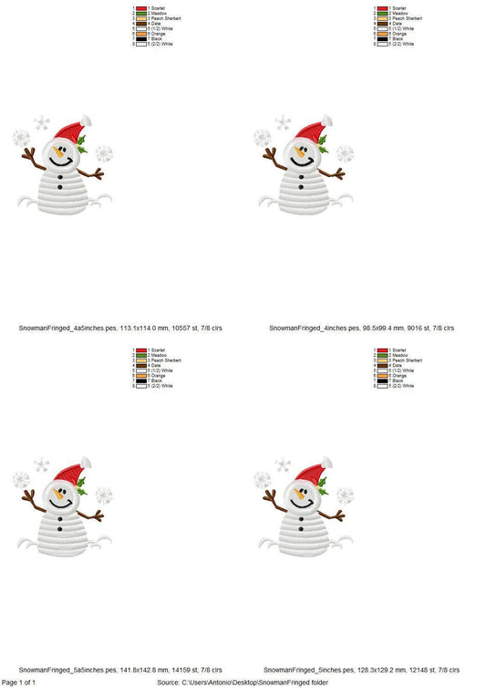 Fringed Fluffy Snowman Machine Embroidery Designs Fringe in the Hoop Fur Chenille Christmas Santa Helper Kids Outfit Sweatshirt Embroidery - Etsy