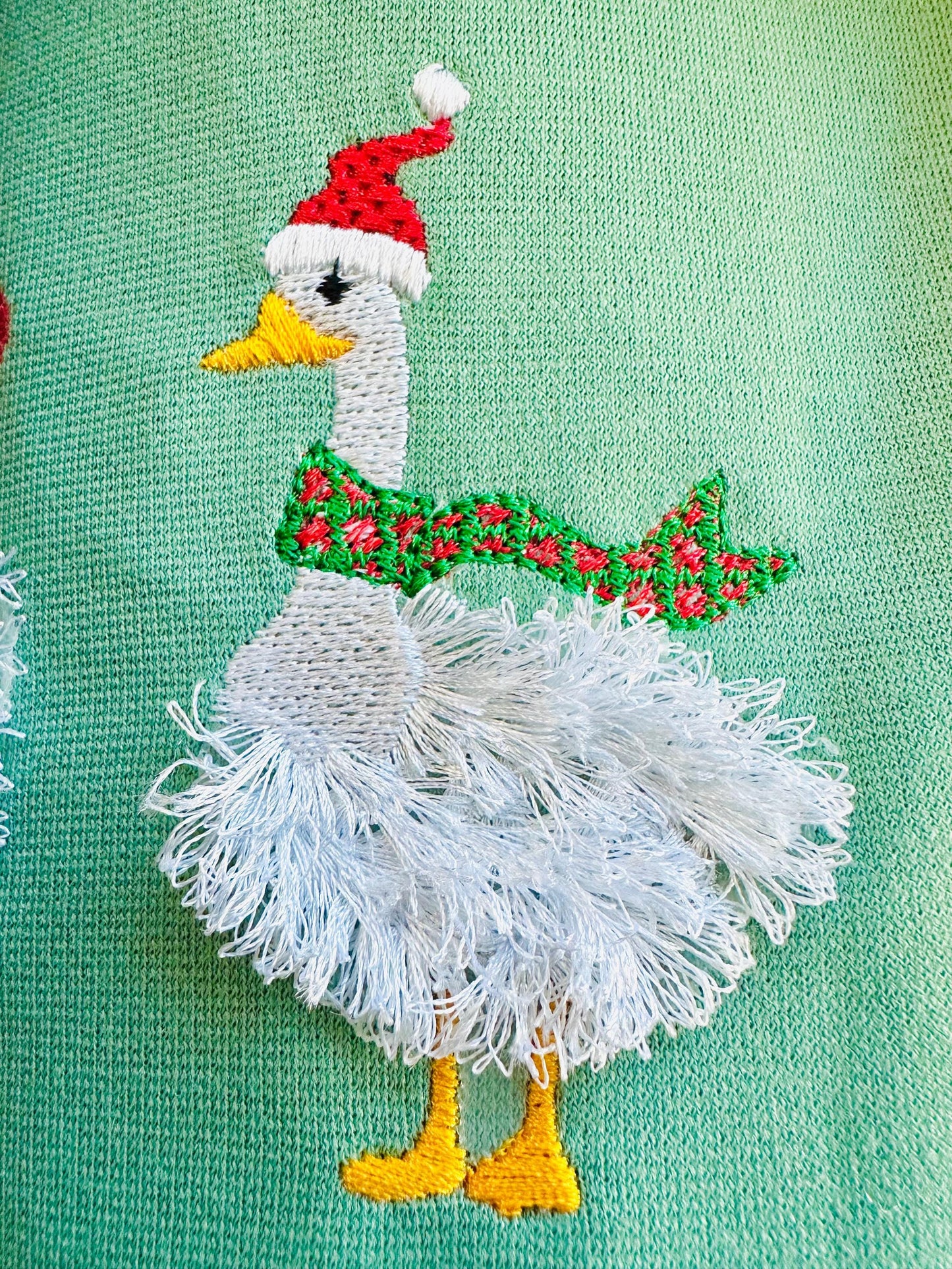 Christmas Merry Festive Fringed Goose Small Fluffy Goose Duck Farm Bird Machine Embroidery Designs 4x4 Fringed for Sweater Sweatshirt Hoodie - Etsy