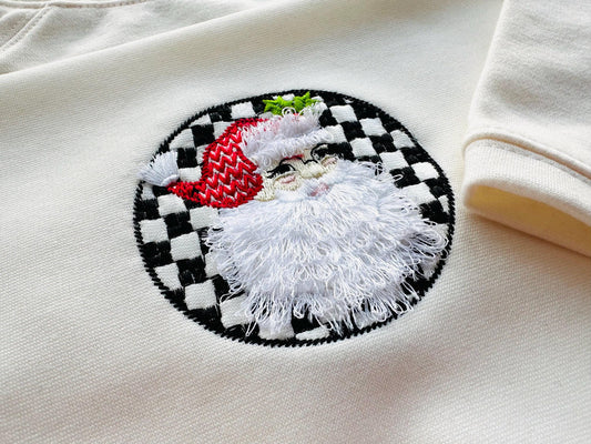 Retro Style Santa Claus Portrait Circle Design Fringed Fluffy Beard Machine Embroidery Designs for Hoop 4x4 5x5 Merry Christmas Sweet Home - Etsy