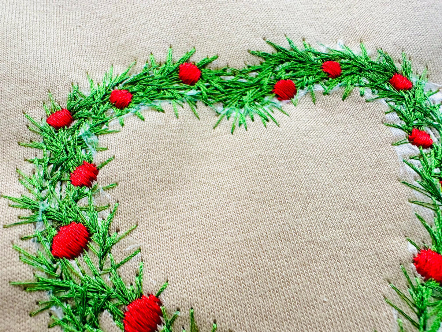 Merry Christmas Heart Wreath with Bow sweet home Holiday decoration with ribbon festive machine embroidery designs sizes 4, 4.5, and 5 inch