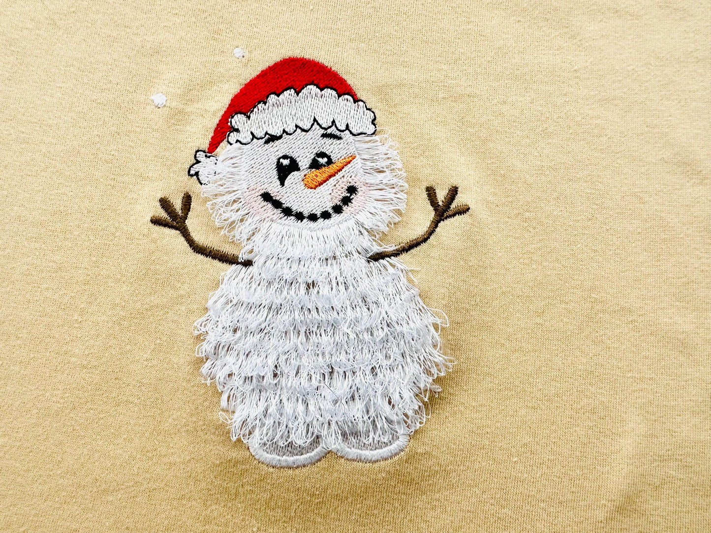 Little Cute Fringed Fluffy Snowman Machine Embroidery Designs Fringe in the Hoop Fur Chenille Christmas Santa Helper Kids Outfit Size 4, 5in - Etsy