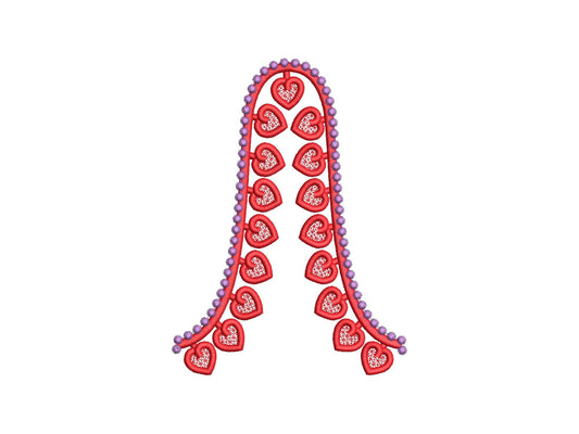 Valentine Heart FSL split seam side bow Hearts machine embroidery designs freestanding lace charm girls tshirt sweatshirt in the hoop simply