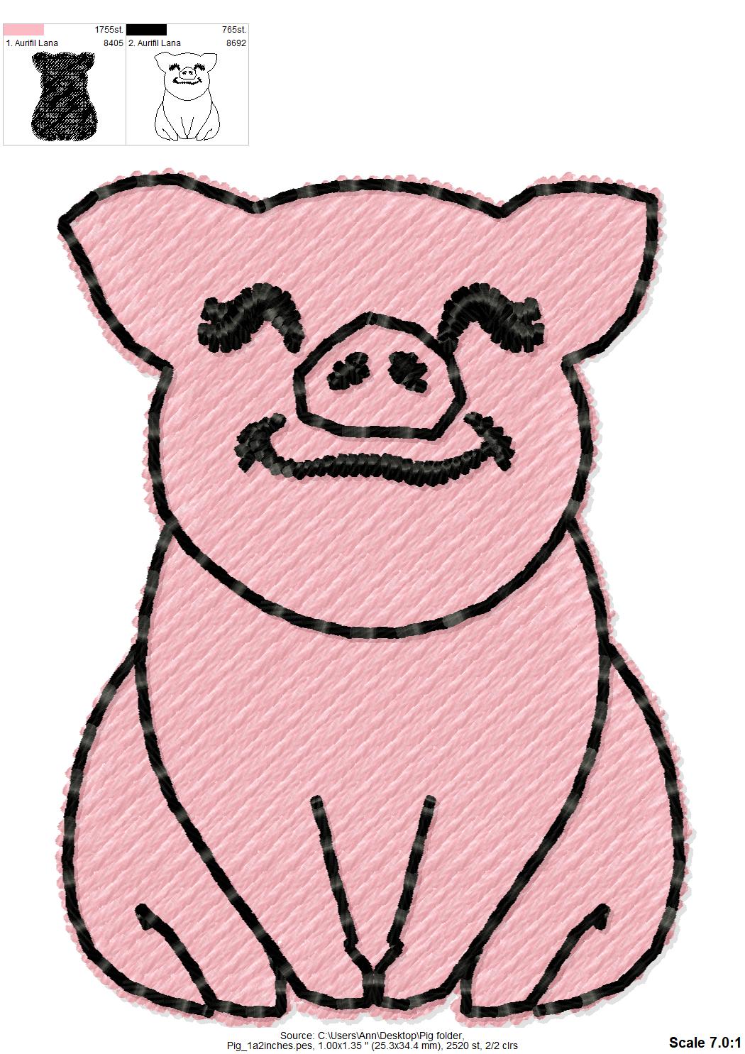 Mini Piggie, pig, awesome pig heifer, farm girl pig applique machine embroidery designs small sizes pig embroidery design