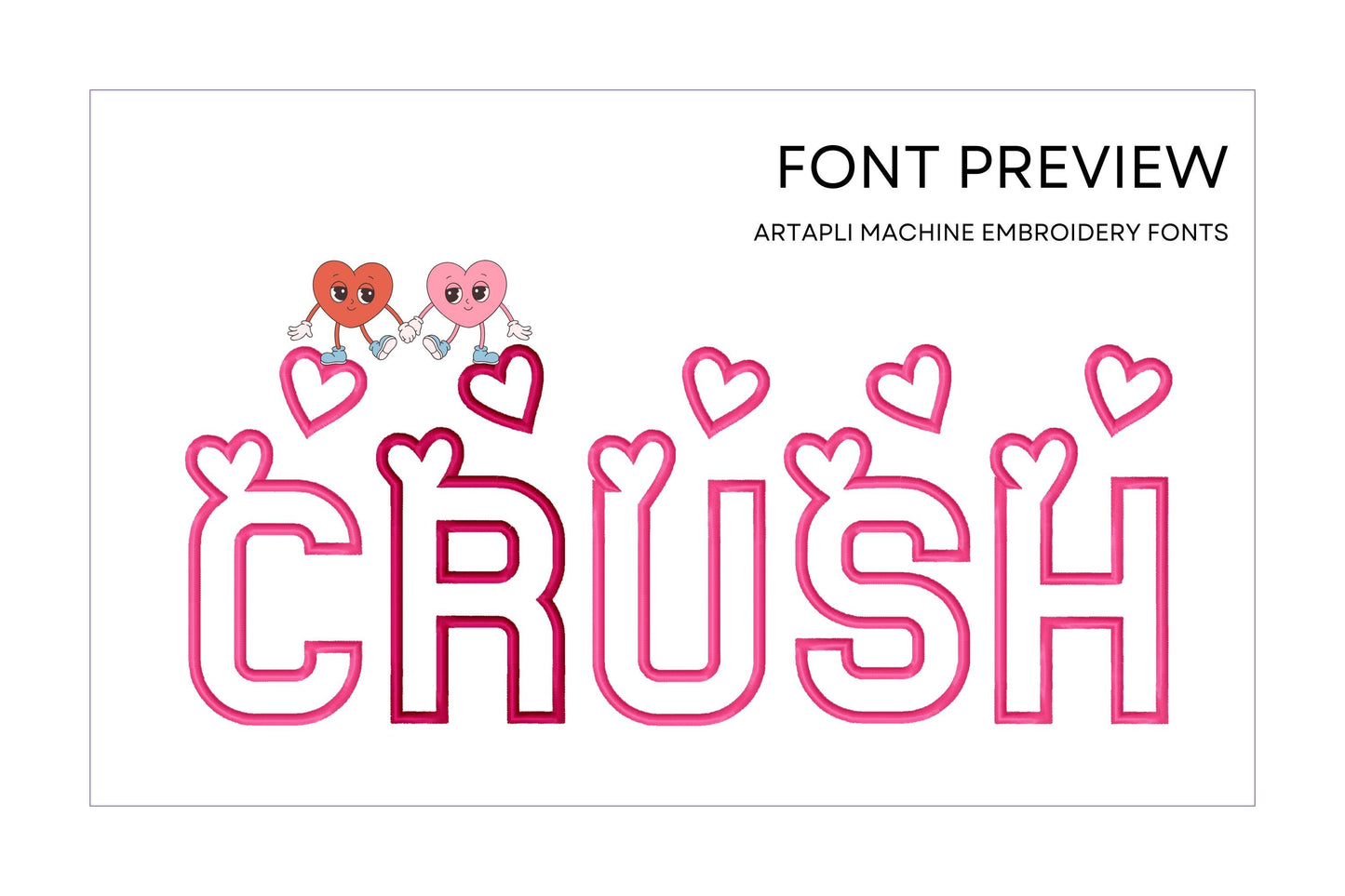 Heart Monogram Applique Font SET of 2 types machine embroidery designs Valentine alphabet Hearts letters