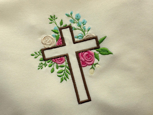 Rose Floral Cross Applique – Instant Download | Artapli
