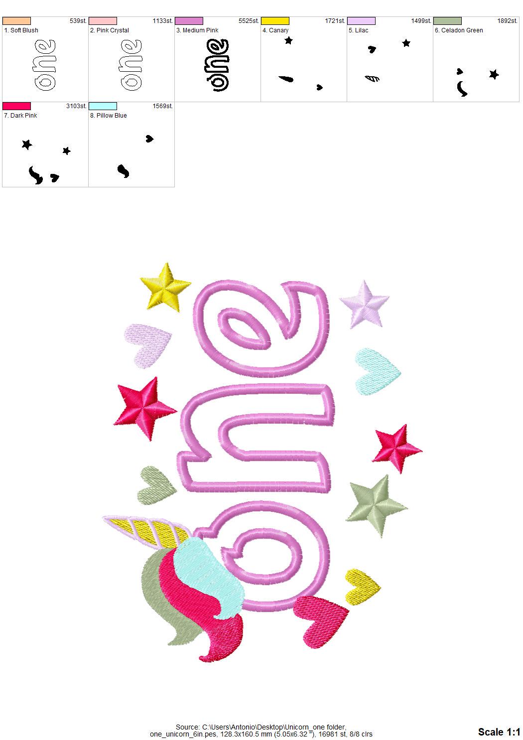 Unicorn Tail Birthday Number One 1