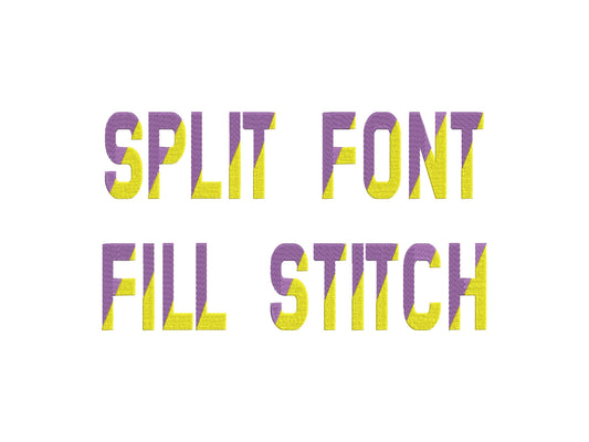 Diagonal Split FONT block type alphabet fill stitch 2 color narrow Font sports monogram machine embroidery designs sizes 1.5 up to 5.5 inch