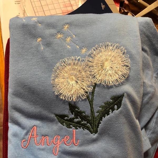 Dandelion fringed fluffy Flower fringe fuzzy machine embroidery designs