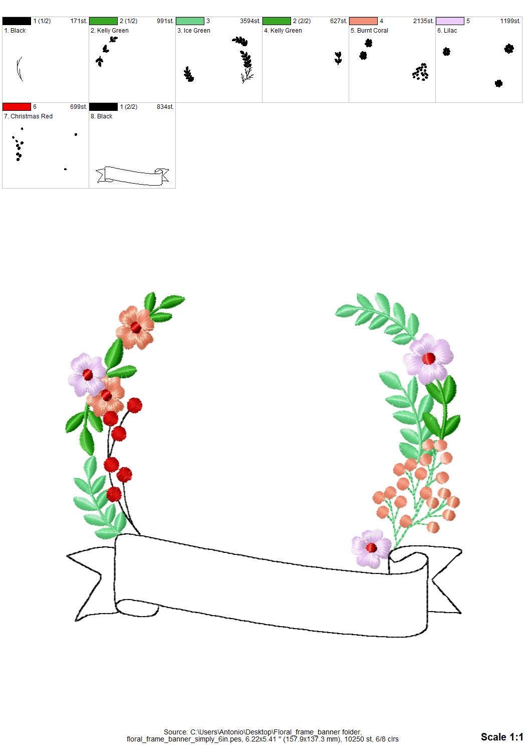 Versatile Floral Monogram Frame with Banner