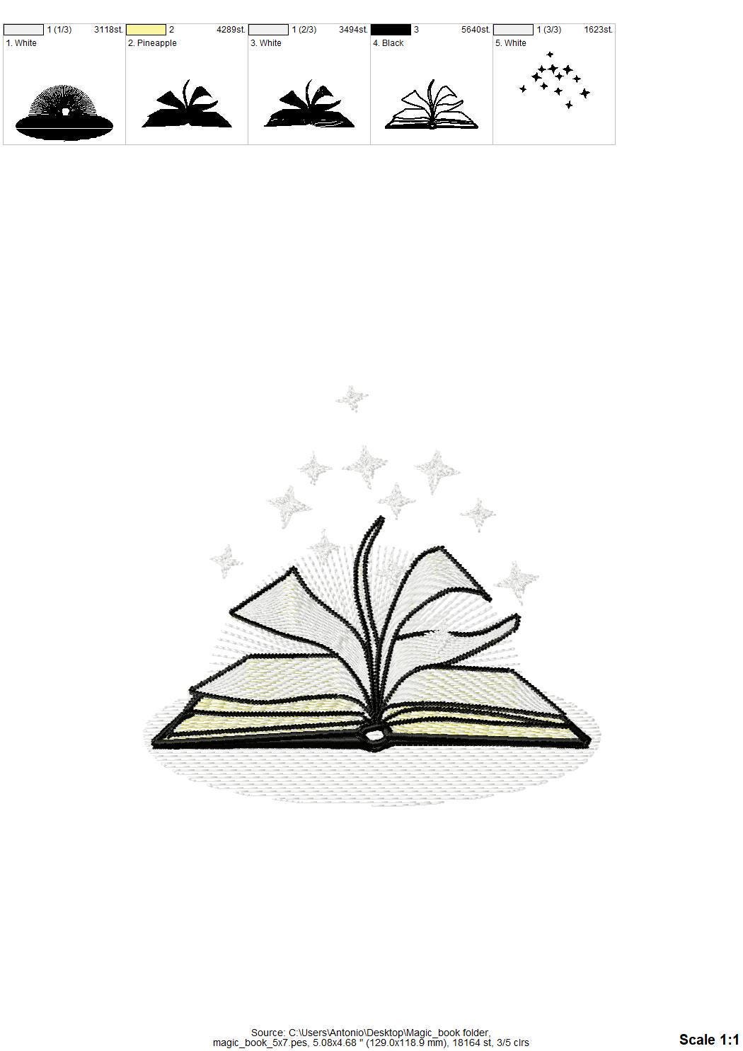 Magic Fairytale Book Glow in the dark special thread machine embroidery designs reading kids
