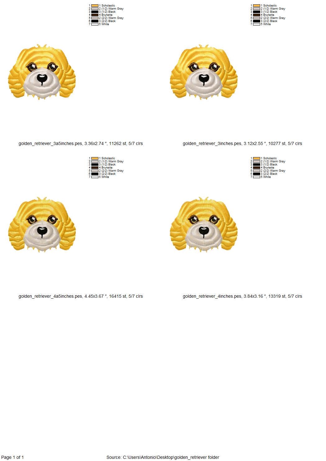 Fringed Fluffy Puppy Golden Retriever Face Pet Awesome Dog Head Fur Chenille Fringe Machine Embroidery Designs Sizes 3 up to 4.5 Inches - Etsy