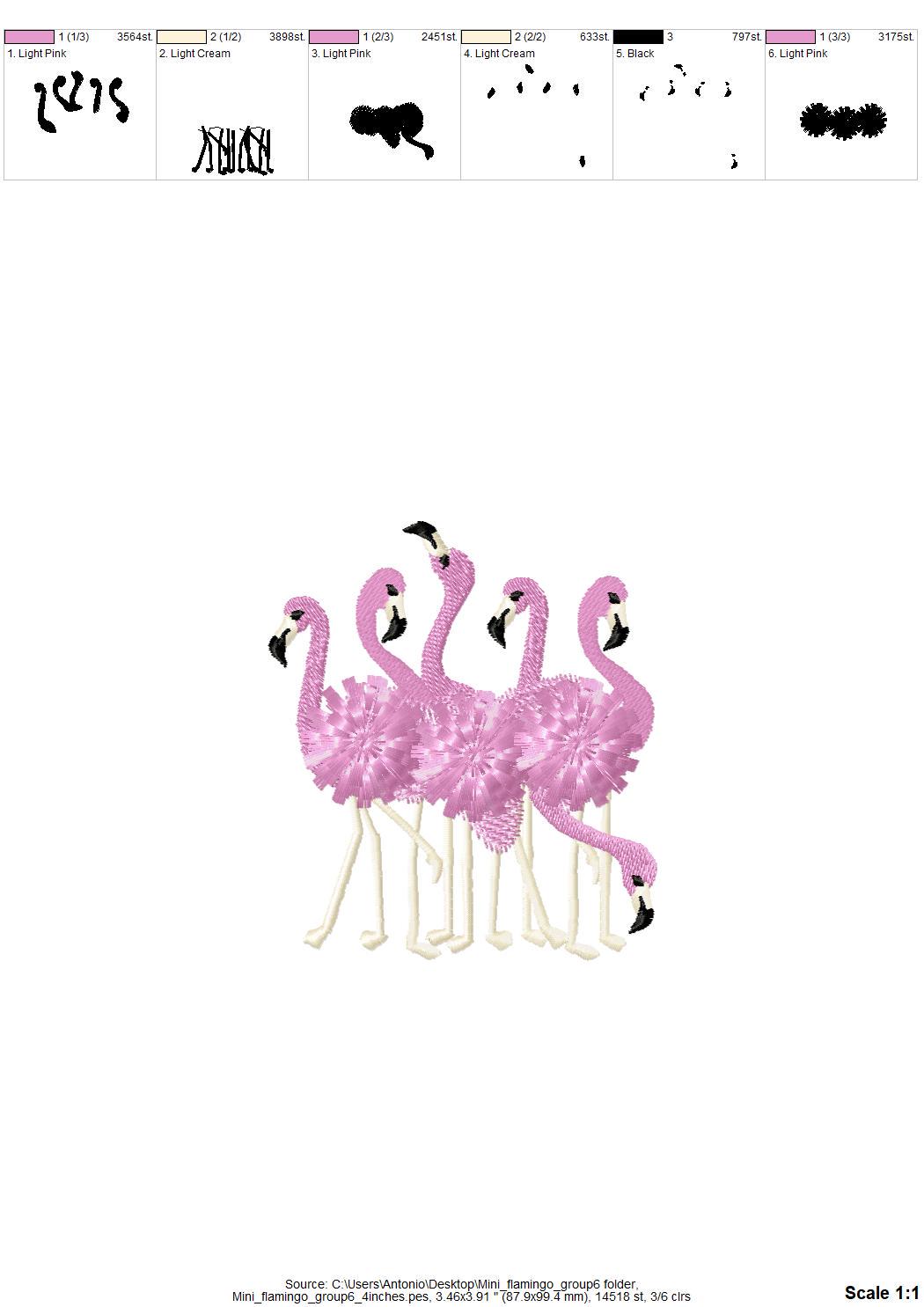 Mini Fringed Fluffy 6 Flamingos Flock of 6 Flamingo Bird Machine Embroidery Designs Small Sizes for Hoop 4x4 5x7 Fringe Fur Chenille Design - Etsy