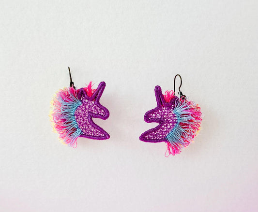 Unicorn Magic Horse Head fringed fluffy hair girls earrings or charm in | Artapli - image 2