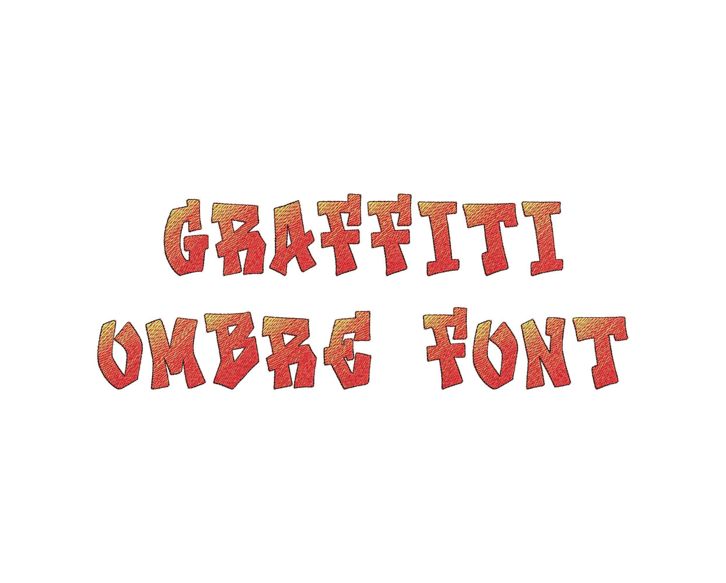 Graffiti street art FONT 2 color alphabet iridescent ombre gradient machine embroidery designs boys Monogram letters sizes 1 up to 3.5 inch