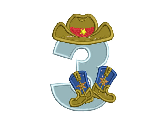 Cowboy Birthday Number Three 3 – Instant Download | Artapli