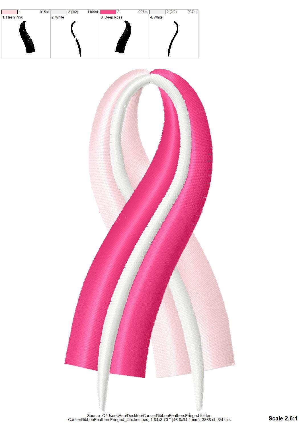 Cancer Feathers fringed Ribbon Bow machine embroidery designs thin narrow ribbon in 3 to 4.5 inches t-shirt sweatshirt Artapli design - image 7