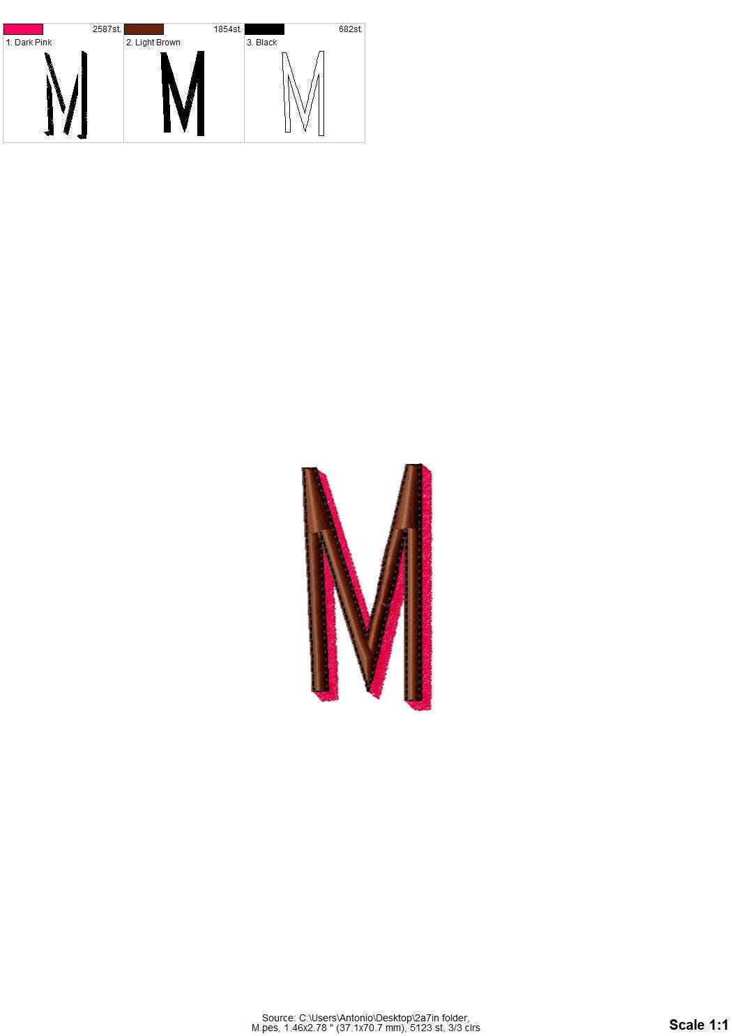 Narrow tall Shadow FONT machine embroidery designs shadowed alphabet Monogram embroidery font design bold Font many sizes 1.2 up 4 inches BX - image 8