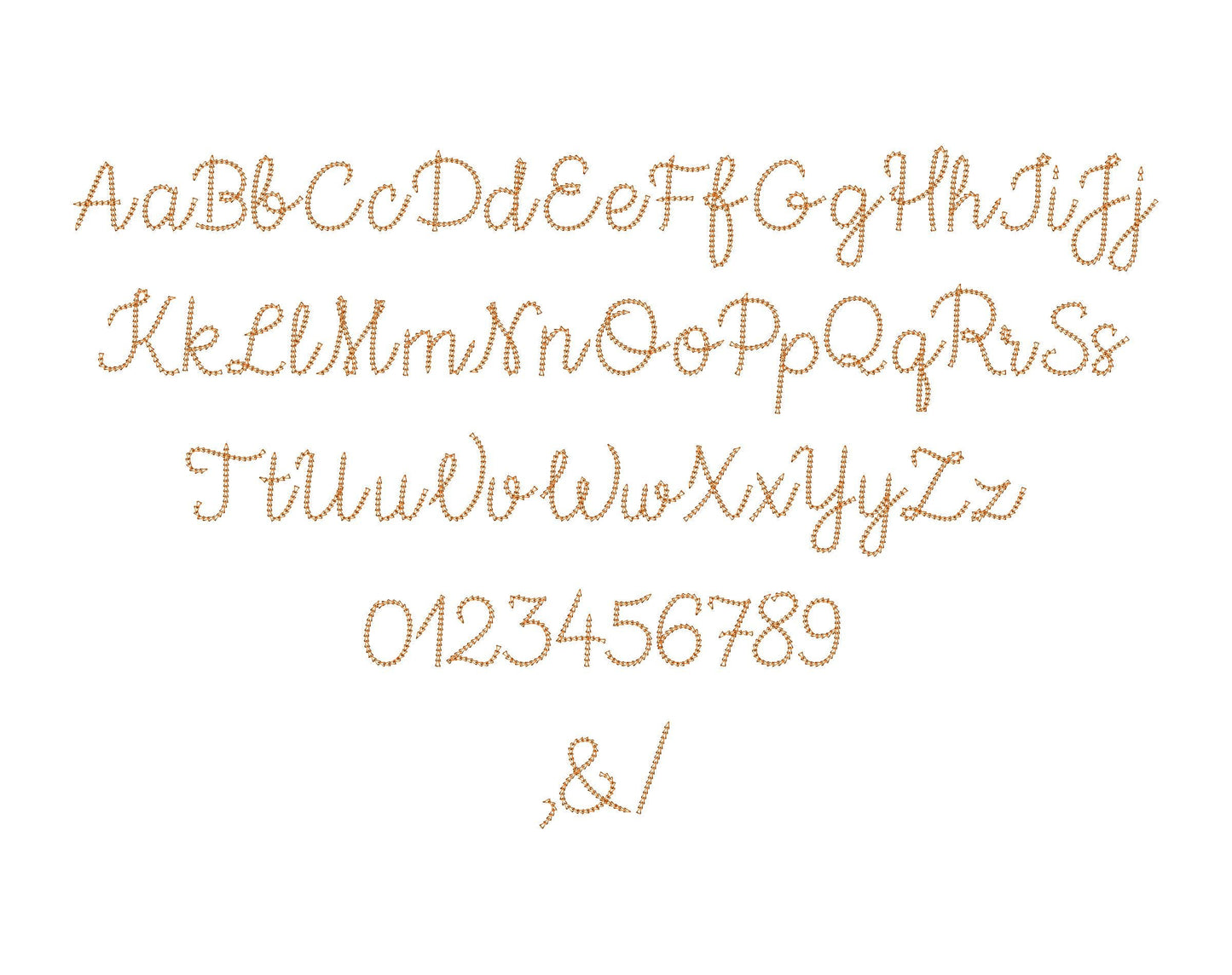 Quick light stitch Chain FONT machine embroidery designs handwritten script Font alphabet letters Monogram assorted sizes 1 up to 3.2 in, BX - image 4