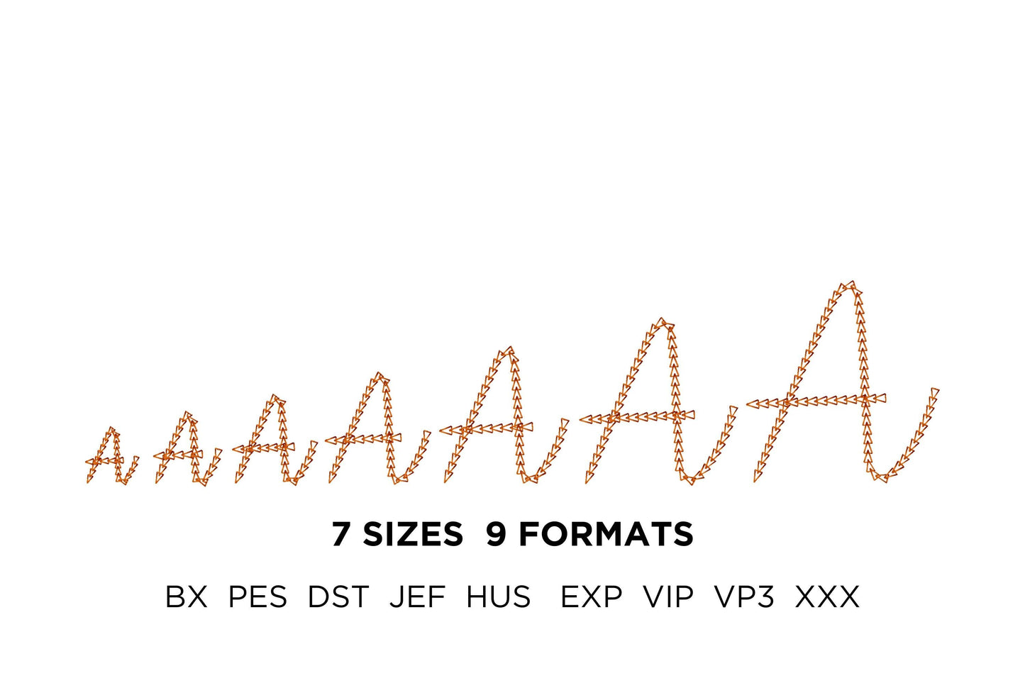 Quick light stitch Chain FONT machine embroidery designs handwritten script Font alphabet letters Monogram assorted sizes 1 up to 3.2 in, BX - image 5