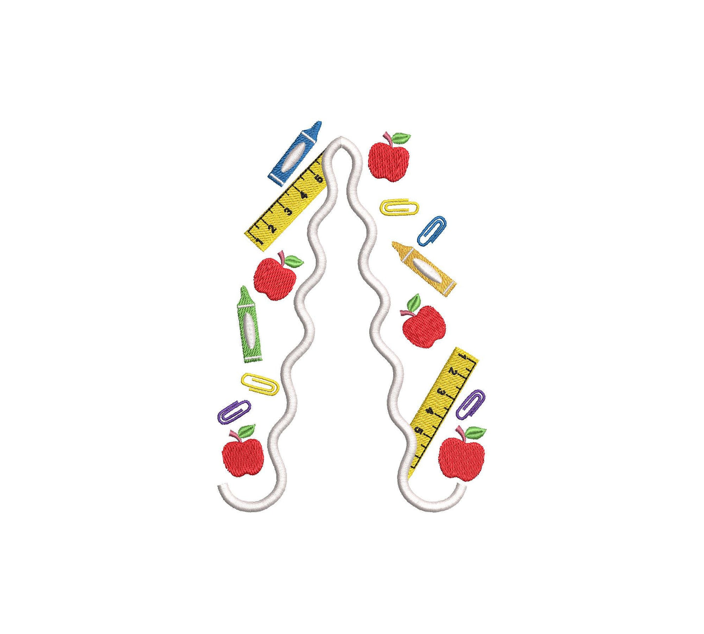 Back to School Teacher Tools split side seam cutout side bow machine embroidery designs kids sweatshirt t-shirt outfit Ruler Apple Crayon - image 9