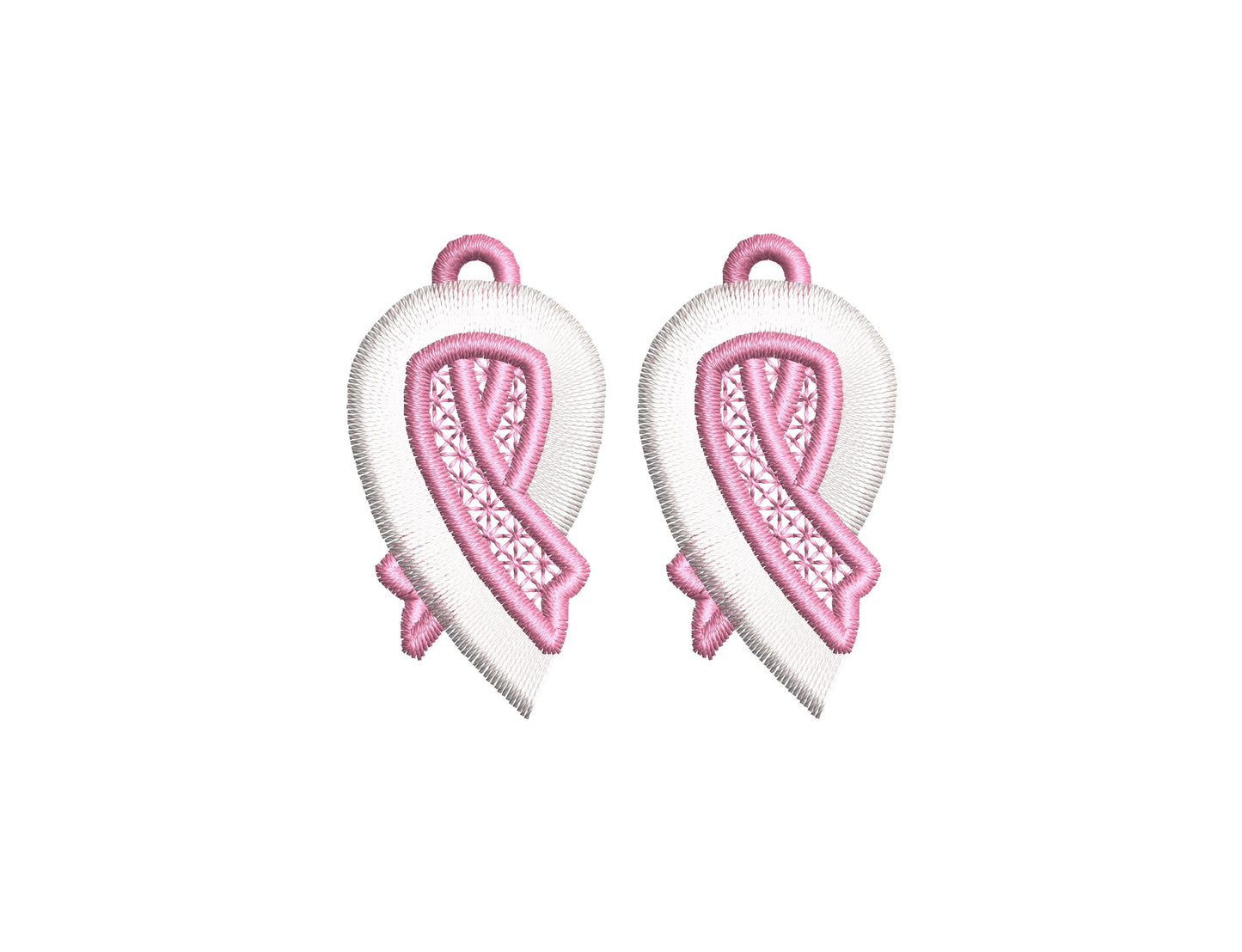 Fringed Pink Ribbon Earrings FSL