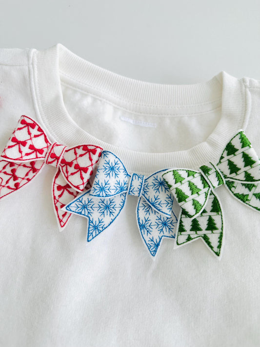 Awesome Bow SET of 3 types Christmas ornament decoration 3D dimensional machine embroidery designs felt feltie Bow in the hoop ITH project - image 2