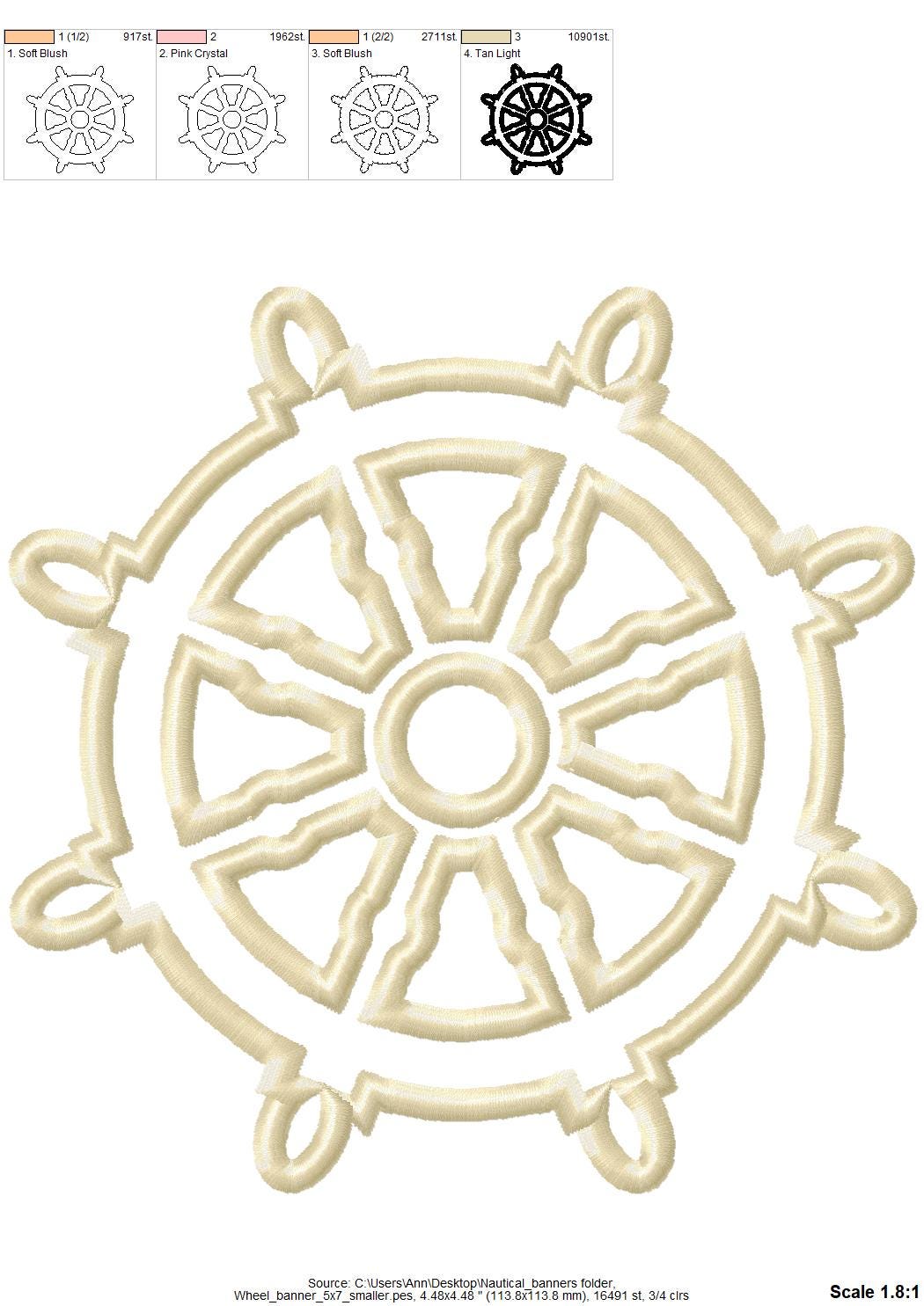 Nautical theme banners - In The Hoop – Appliqué machine embroidery pattern by Artapli