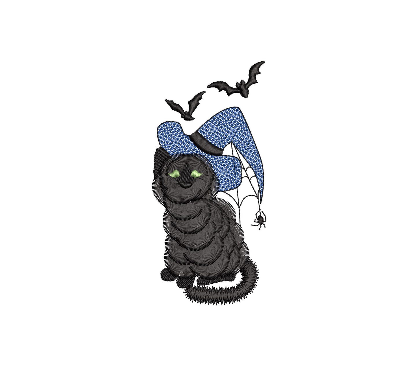 Halloween spooky Cat kitten kitty Witch Hat Fringed Fluffy Cat Fringe machine embroidery designs fuzzy fur kids design sizes 4 up to 6 inch - image 7