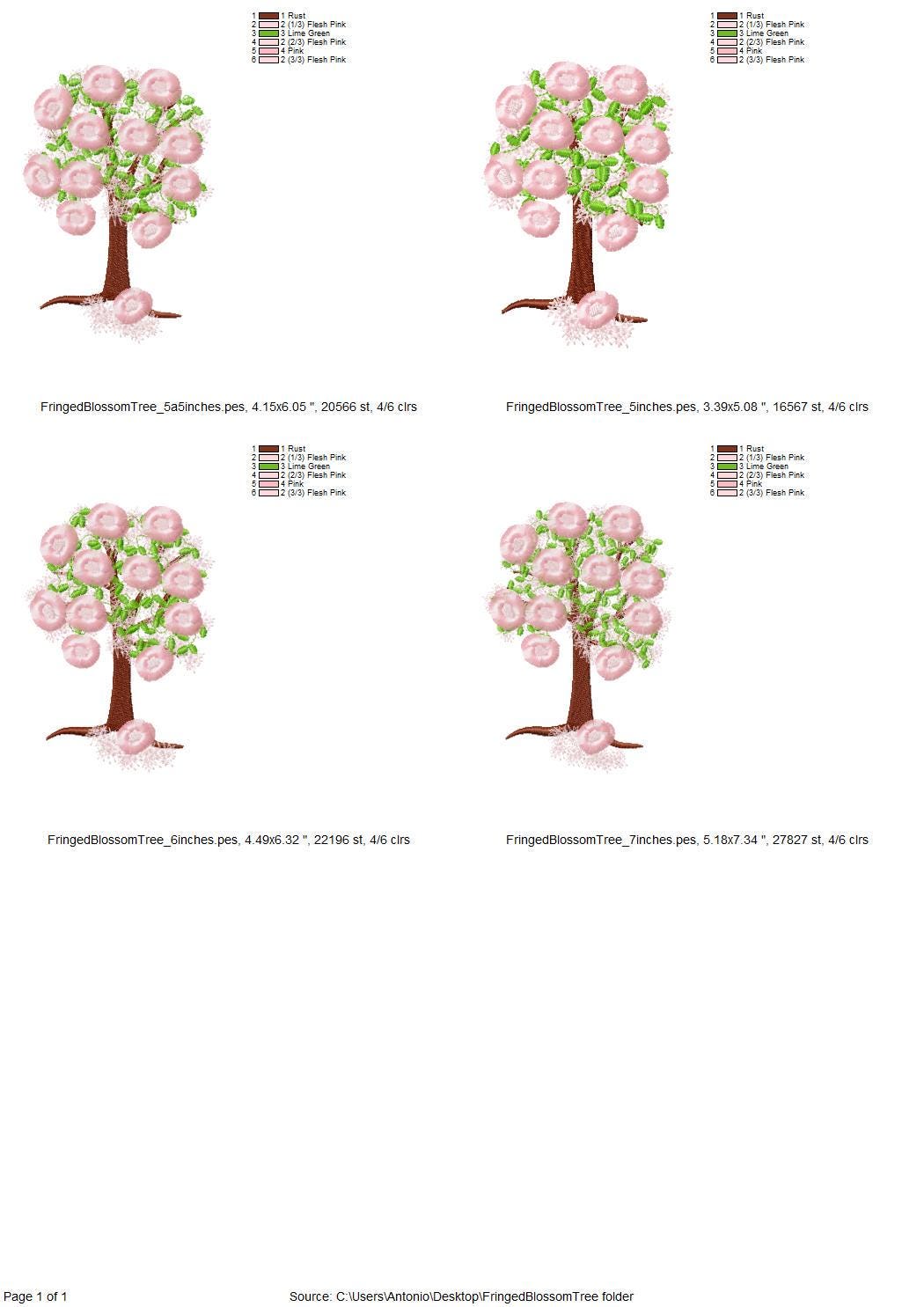 Fringed Blossom Tree Cherry Sakura Apple Tree Flowered Flower Fluffy Fringe floral machine embroidery designs fuzzy bloom sizes 5 up to 7 in - image 6