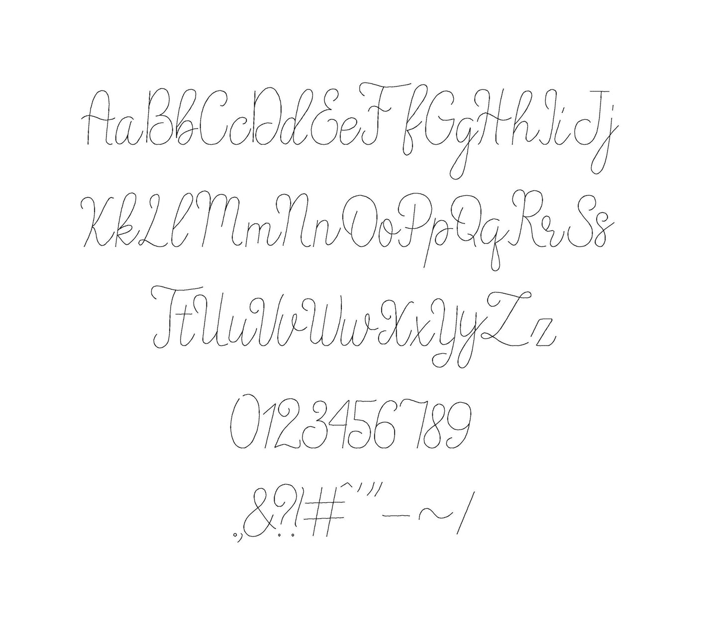 Handwritten Line FONT quick light bean stitch machine embroidery designs script alphabet Monogram letters assorted sizes 1 up to 3 inch, BX - image 2