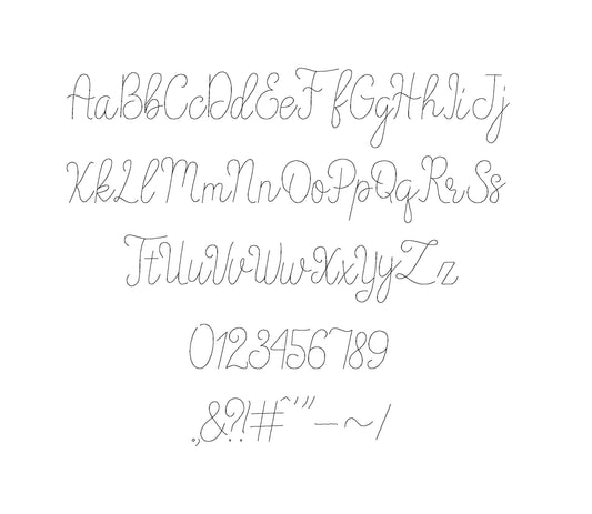 Handwritten Line FONT quick light bean stitch machine embroidery designs script alphabet Monogram letters assorted sizes 1 up to 3 inch, BX - image 2