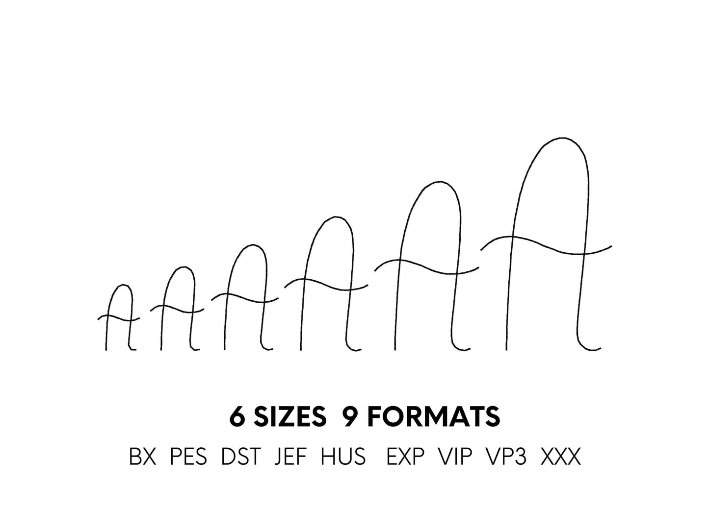 Handwritten Line FONT quick light bean stitch machine embroidery designs script alphabet Monogram letters assorted sizes 1 up to 3 inch, BX - image 7