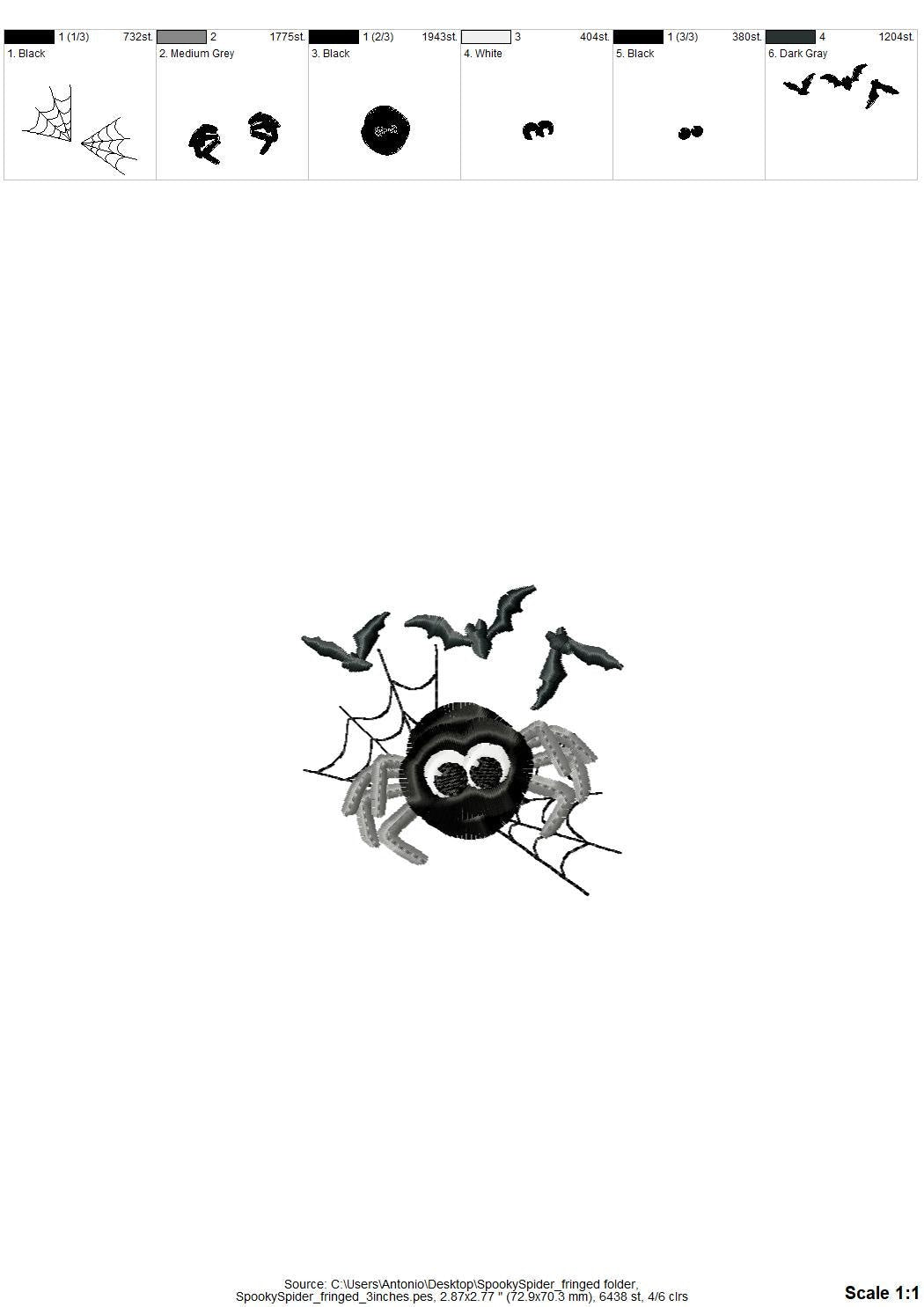 Cute little fringed fluffy Spider fur chenille Halloween machine embroidery designs spooky scary Spider fun fall baby kids sizes 3 to 4 inch - image 6