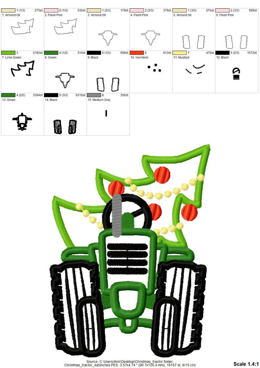 Christmas Tractor Front View Applique - image 2